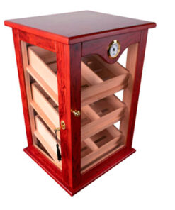 HUMIDOR MINI VITRINA COLOR CAOBA CON 3 COMPARTIMENTOS P/100 PZA