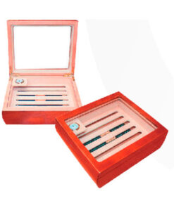 HUMIDOR BOLEADO TAPA DE CRISTAL NOGAL P/15 PZA