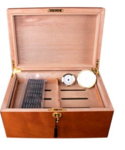 HUMIDOR COLOR NATURAL CON CHAPA P/60 PZA