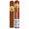 Habano Bolivar Royal Coronas en su tubo de aluminio sobre una base de madera.